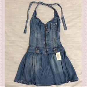 Guess Jeans Indigo Denim Self-Tie Halter Dress
